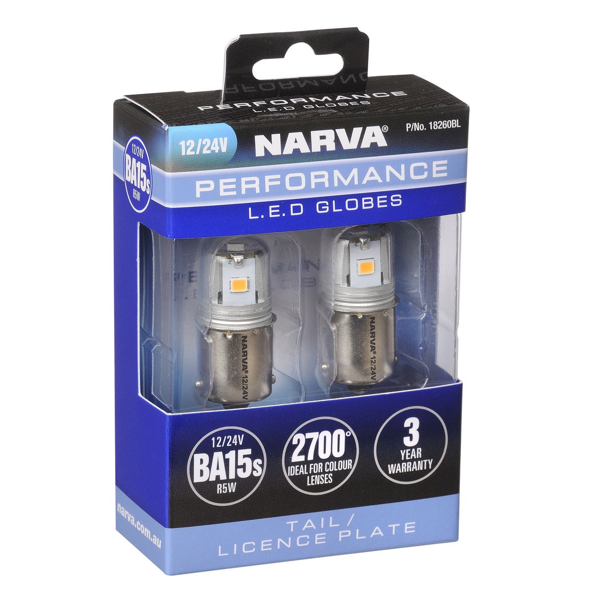 Narva LED Globe BA15S 12/24V R5W (2Pk) 18260BL