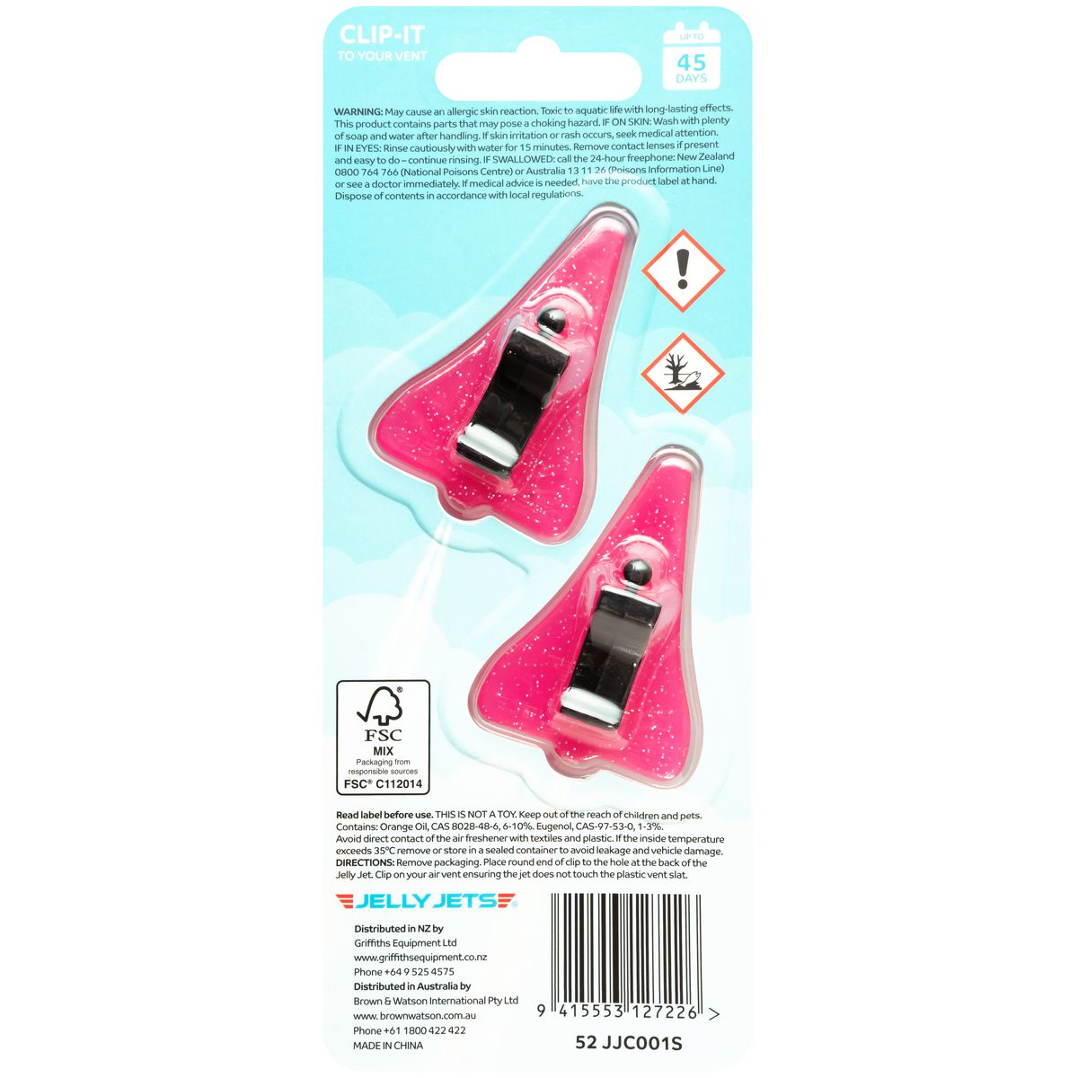 Jelly Jets Clip-It Sparkle Bubble Gum Air Freshener 52 JJC001S
