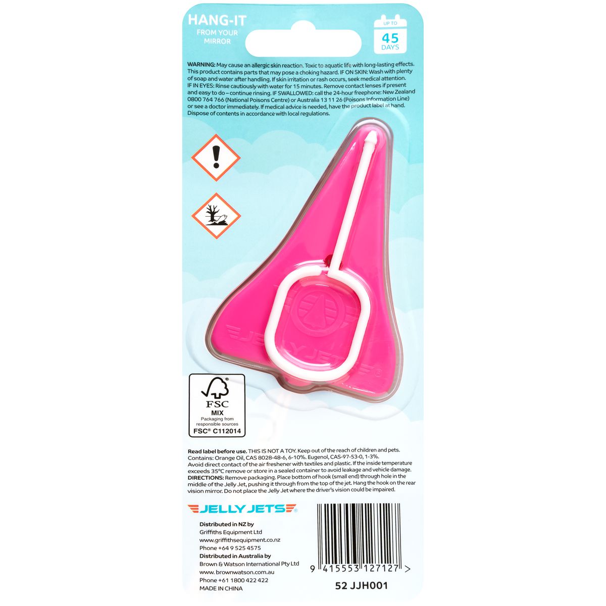 Jelly Jets Hang-It Bubble Gum Air Freshener 52 JJH001