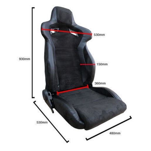 Autotecnica Sport Seat High Back Velour/Carbon Black SS55