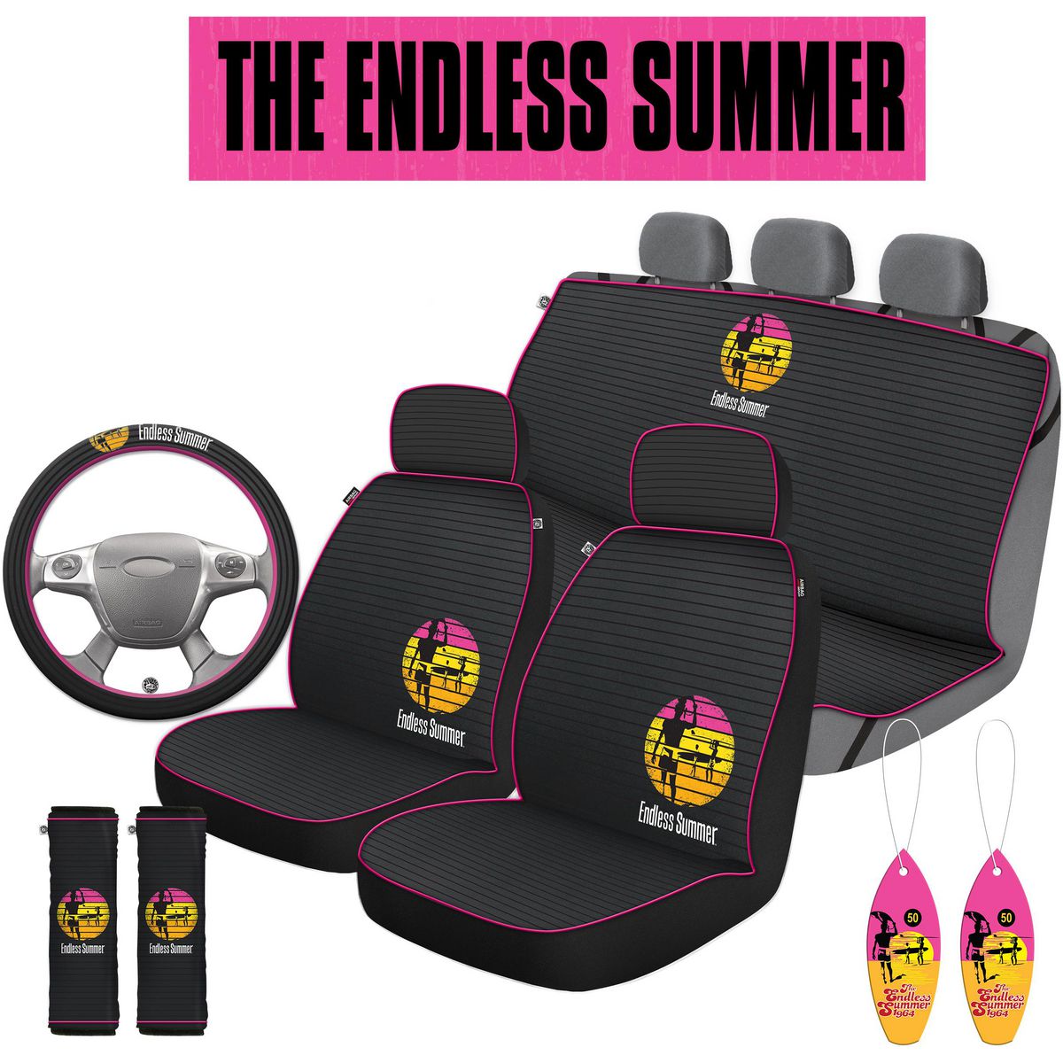 The Endless Summer 8 Piece Car Seat Cover Pack - Stripes 8102539