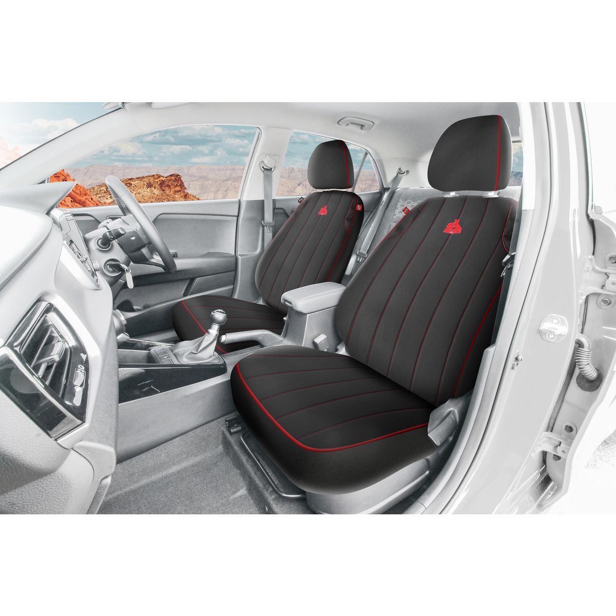 Holden Heritage Rustic Vintage Stripes Car Seat Covers Leather-Look, Black - Pair 4702531