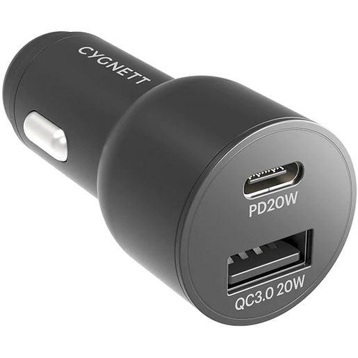 Cygnett Carpower 20W Car Charger Dual Port Usb-A & Usb-C CY3637CYCCH