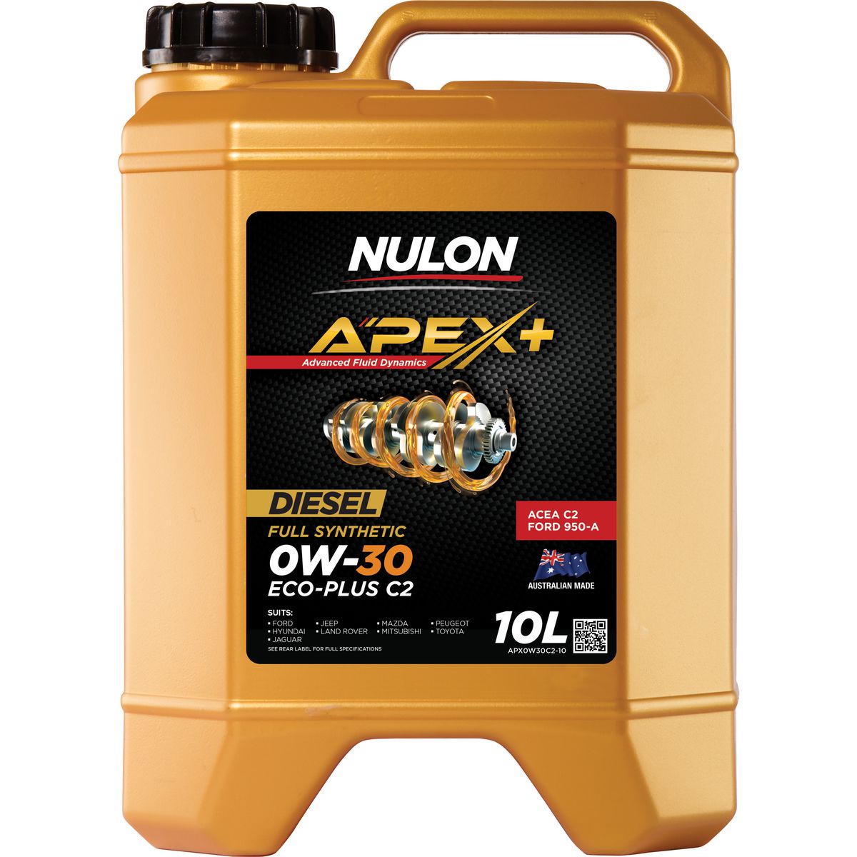 Nulon APEX+ 0W-30 Performance C2 Engine Oil 10L Full Synthetic APX0W30C2-10