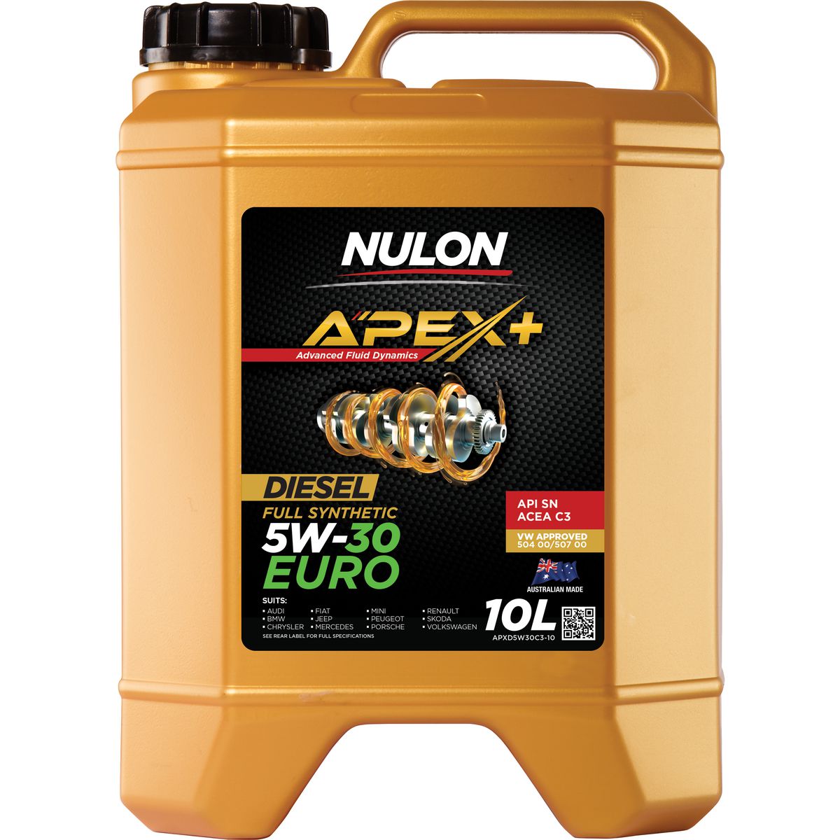 Nulon APEX+ 5W-30 Euro Diesel Engine Oil 10L Full Synthetic APXD5W30C3-10