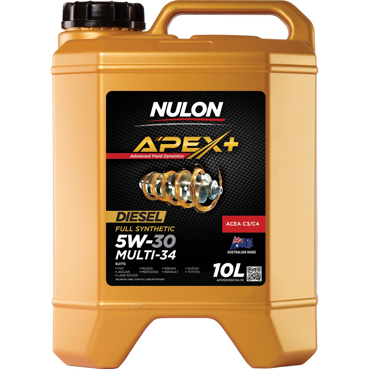 Nulon APEX+ 5W-30 Multi-34 Engine Oil 10L Full Synthetic APX5W30C34-10