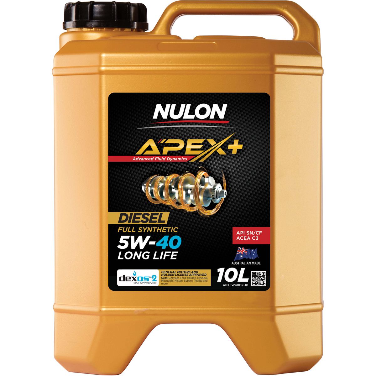 Nulon APEX+ 5W-40 Long Life Engine Oil 10L Full Synthetic APX5W40D2-10