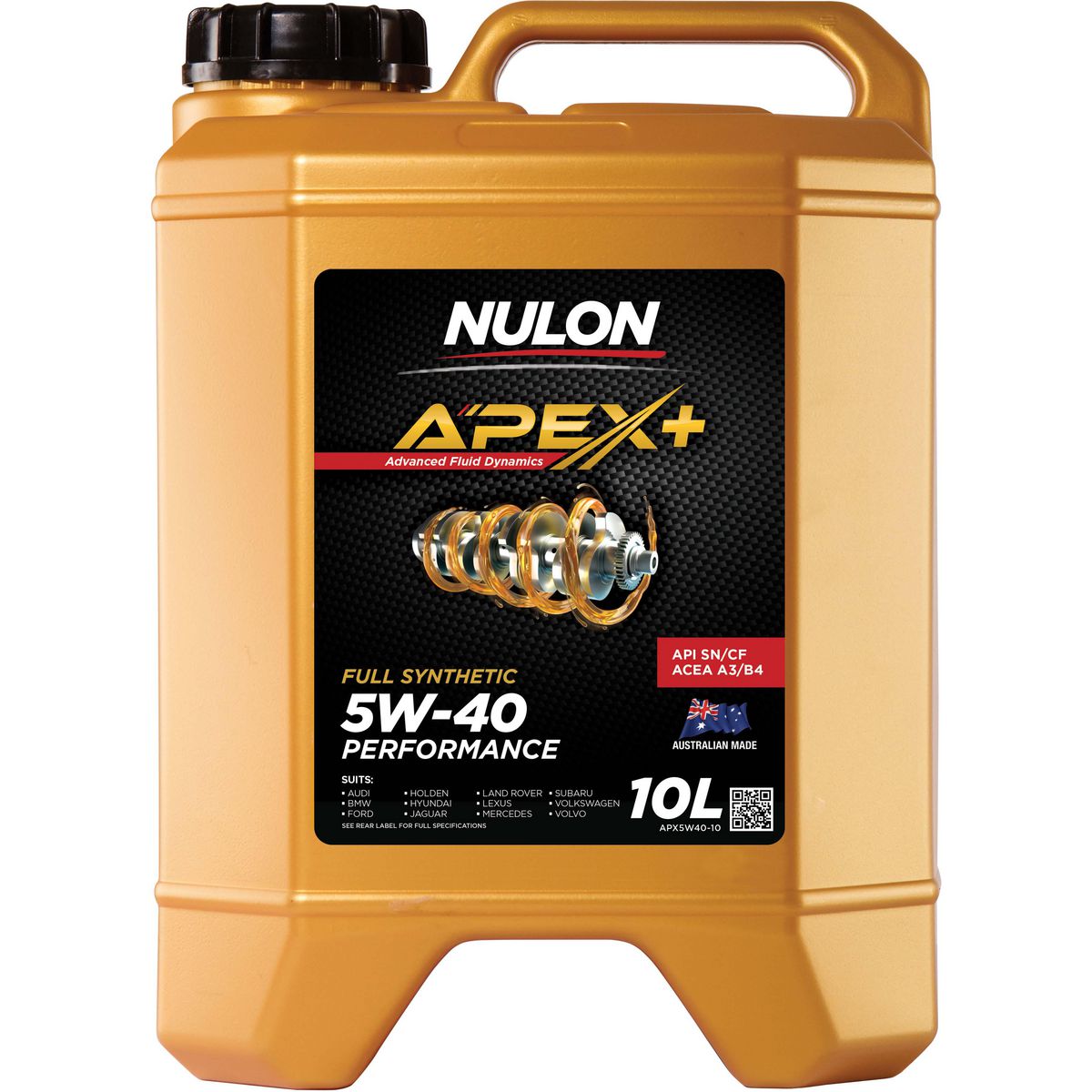 Nulon APEX+ 5W-40 Performance Engine Oil 10L Full Synthetic APX5W40-10