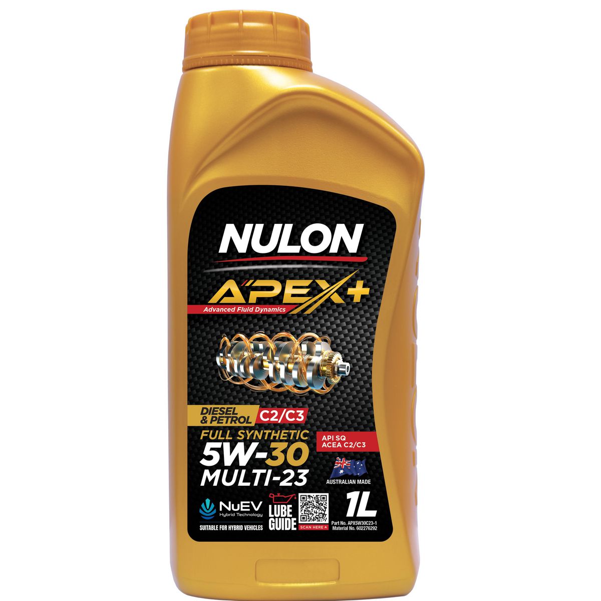 Nulon APEX+ 5W-30 Multi-23 Engine Oil 1L Full Synthetic APX5W30C23-1