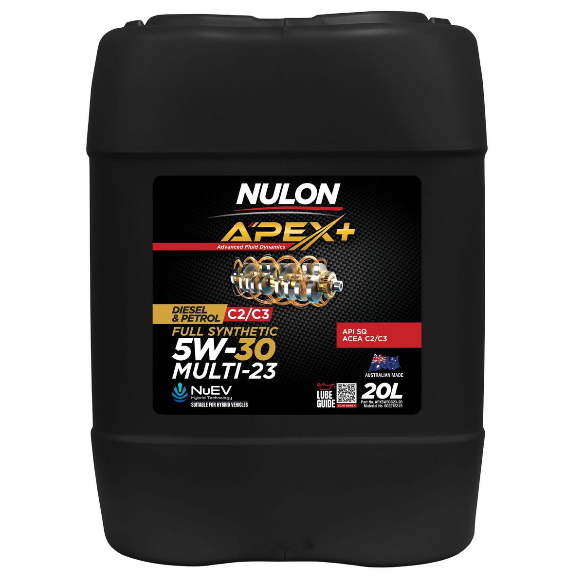 Nulon APEX+ 5W-30 Multi-23 Engine Oil 20L Full Synthetic APX5W30C23-20