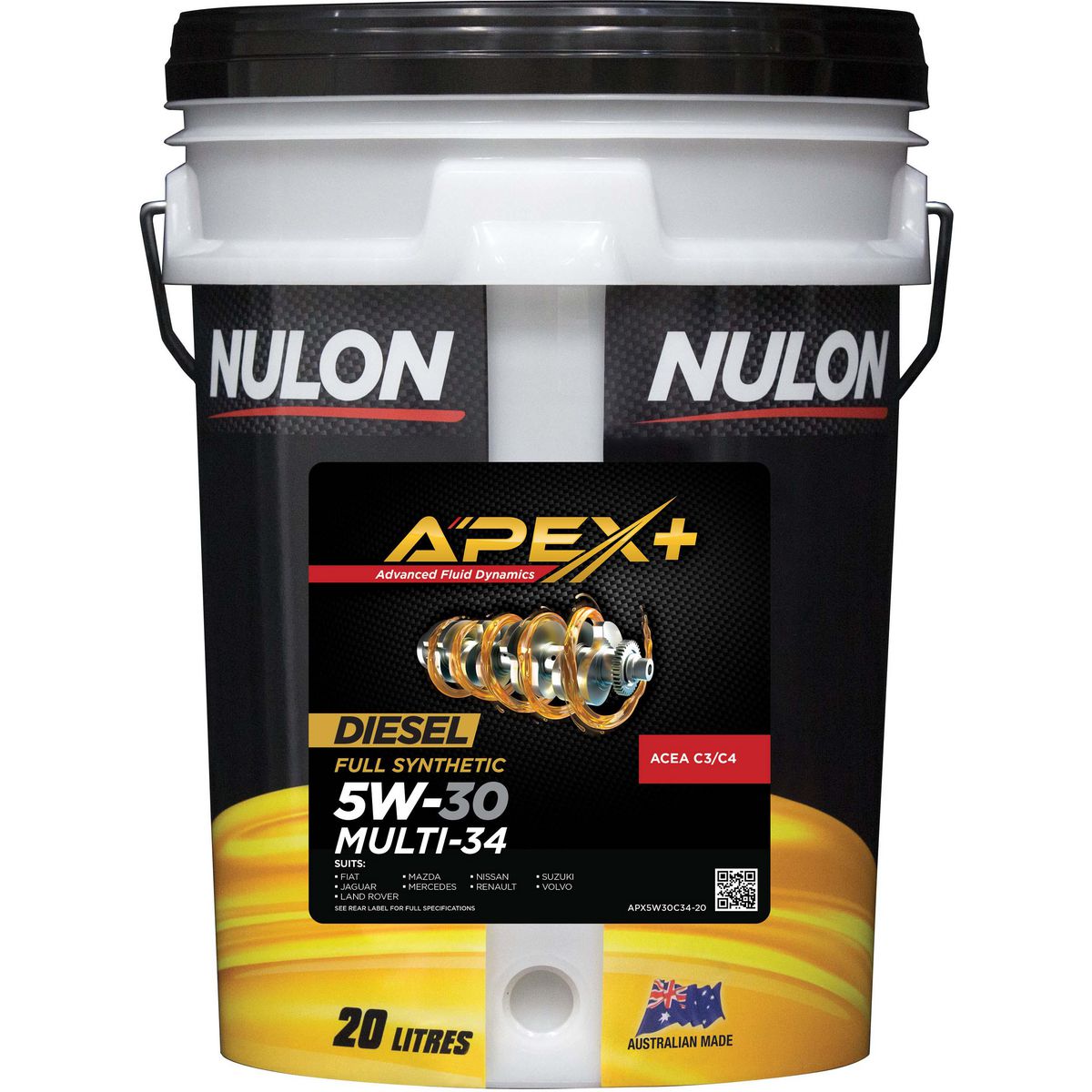 Nulon APEX+ 5W-30 Multi-34 Engine Oil 20L Full Synthetic APX5W30C34-20