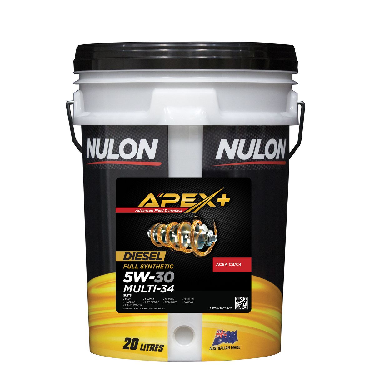 Nulon APEX+ 5W-30 Multi-34 Engine Oil 20L Full Synthetic APX5W30C34-20