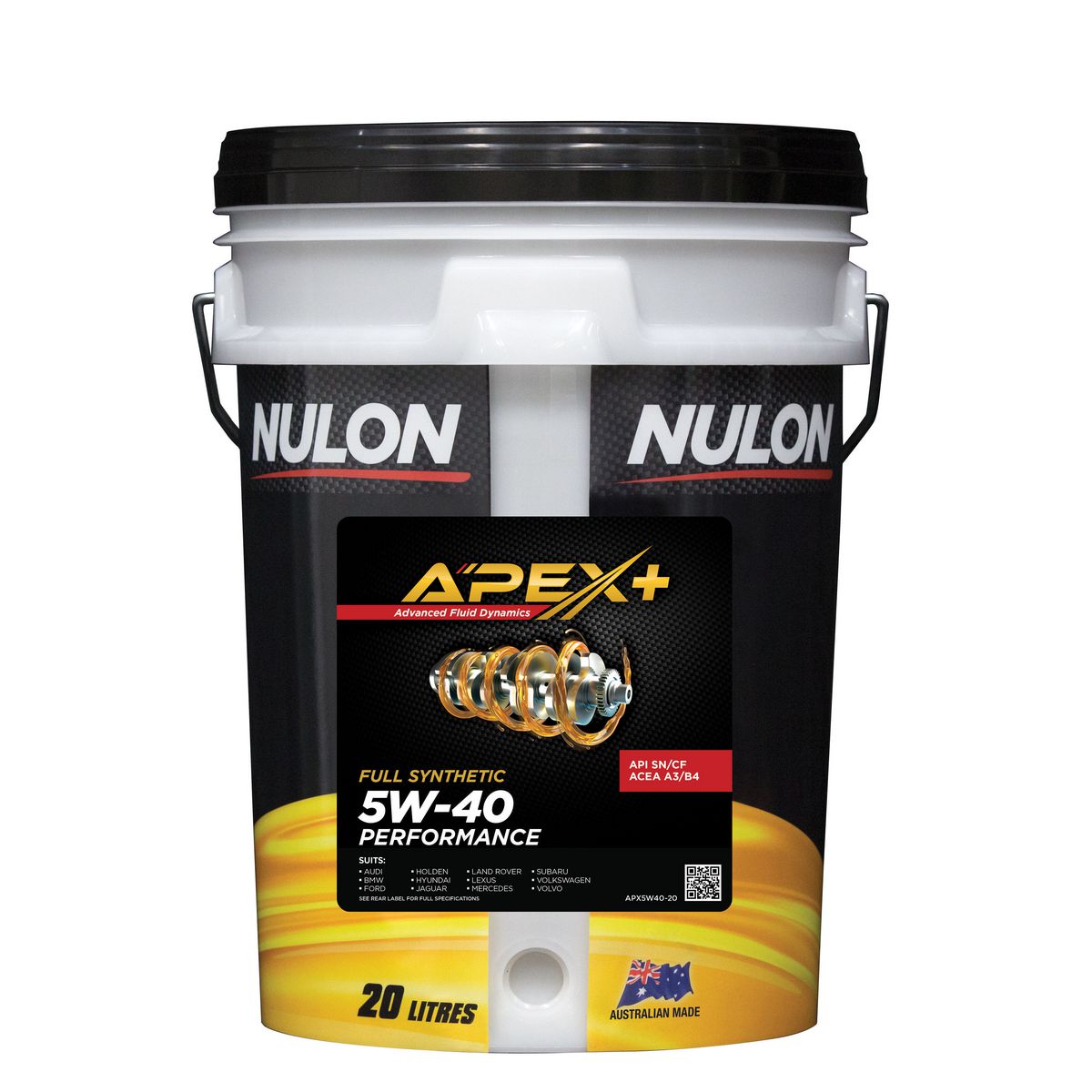 Nulon APEX+ 5W-40 Performance Engine Oil 20L Full Synthetic APX5W40-20