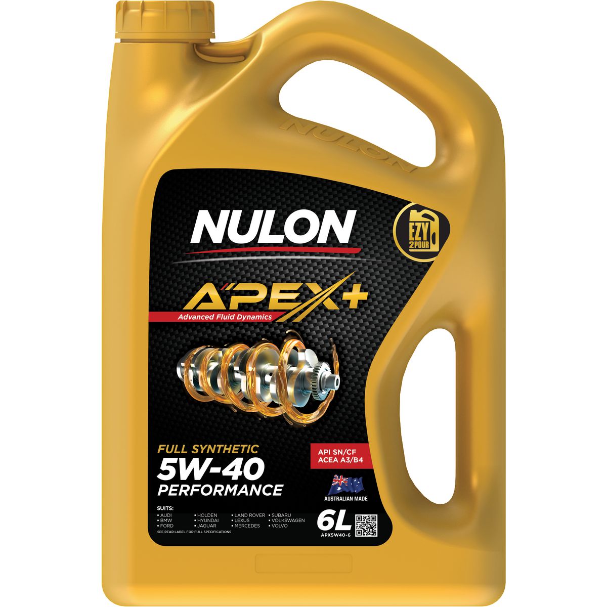 Nulon APEX+ 5W-40 Performance Engine Oil 6L Full Synthetic APX5W40-6
