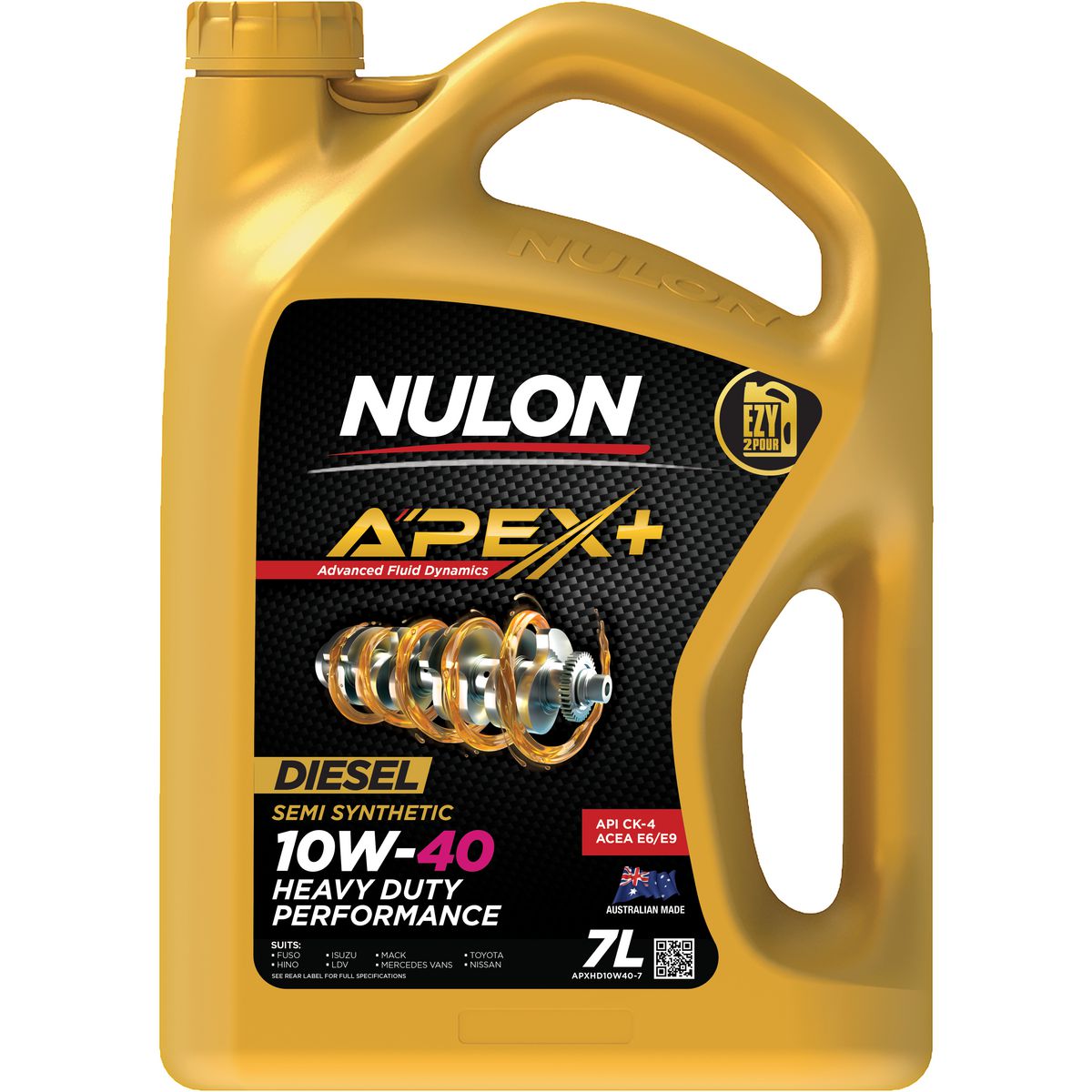 Nulon APEX+ 10W-40 Heavy Duty Diesel Engine Oil 7L Semi Synthetic APXHD10W40-7