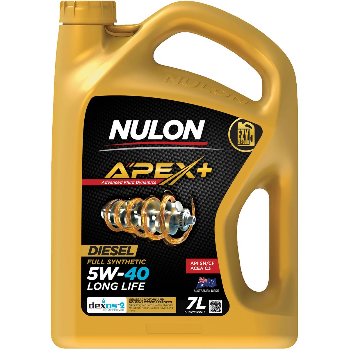 Nulon APEX+ 5W-40 Long Life Engine Oil 7L Full Synthetic APX5W40D2-7