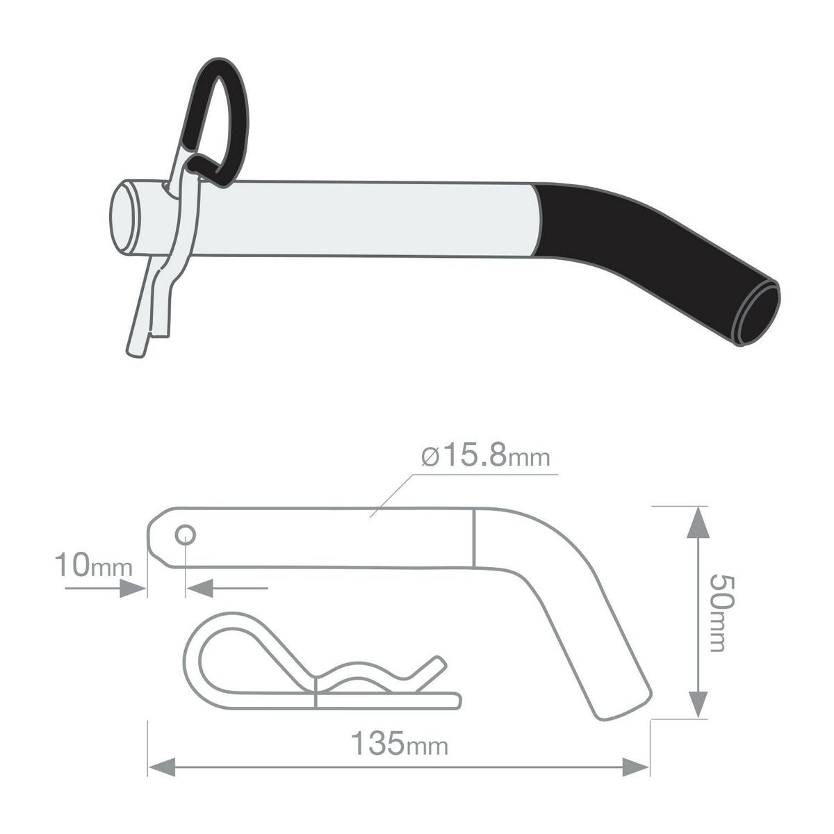 TAG Hitch Pin & R-Clip Easy Grip UNT001BT