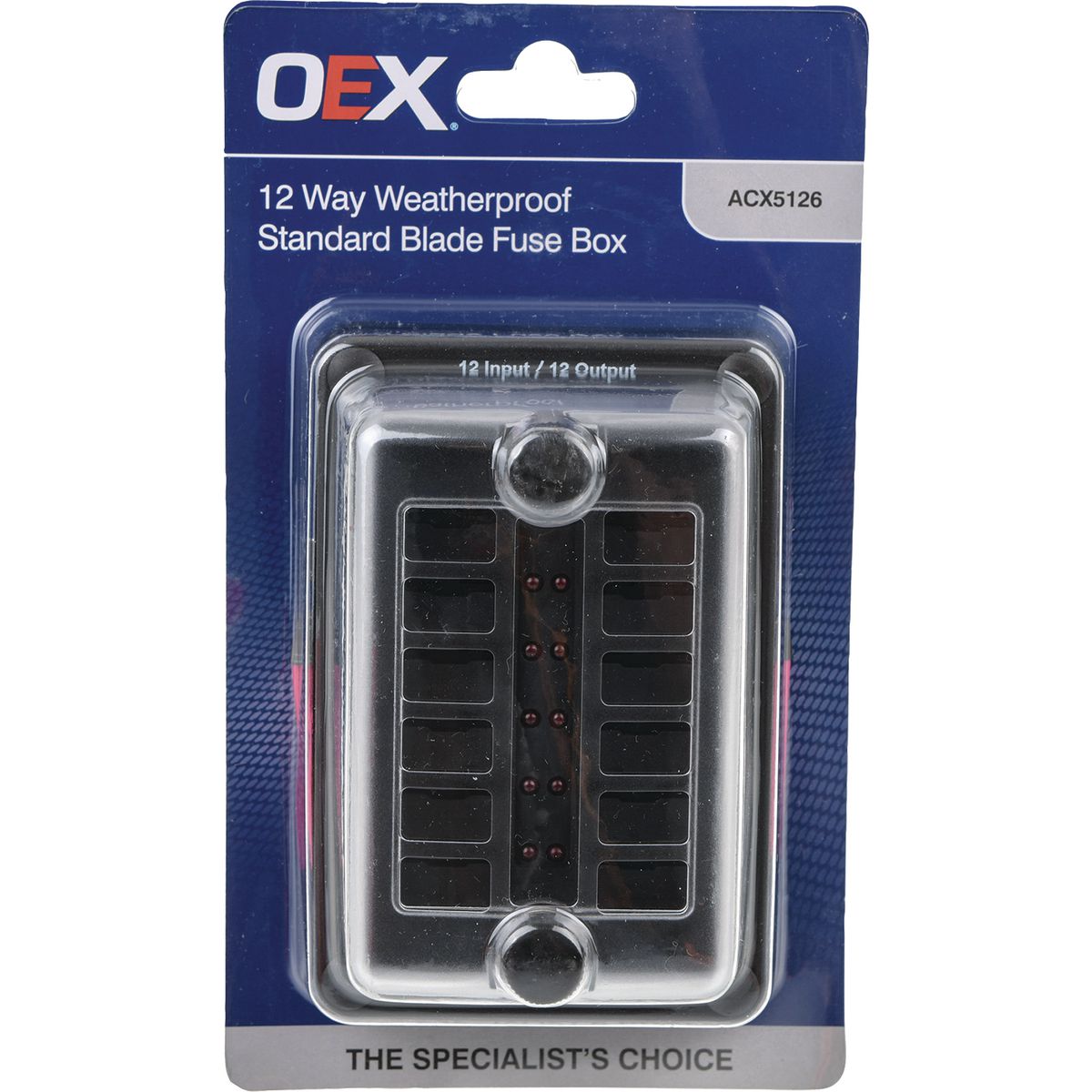 OEX 12 Way Weatherproof Standard Blade Fuse Box ACX5126