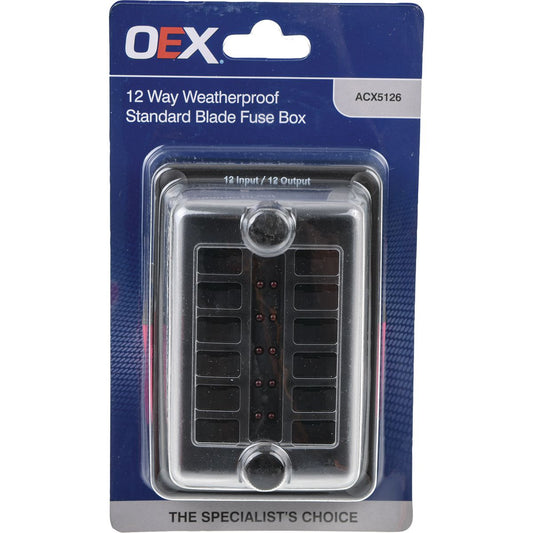 OEX 12 Way Weatherproof Standard Blade Fuse Box ACX5126