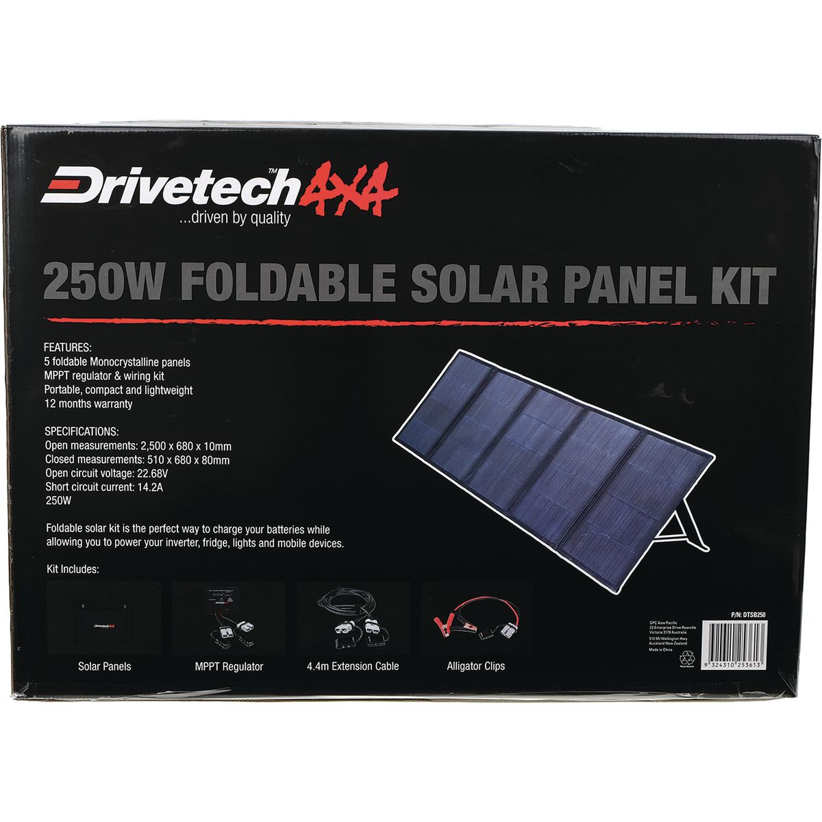 Drivetech 4X4 250W Foldable Solar Kit DTSB250