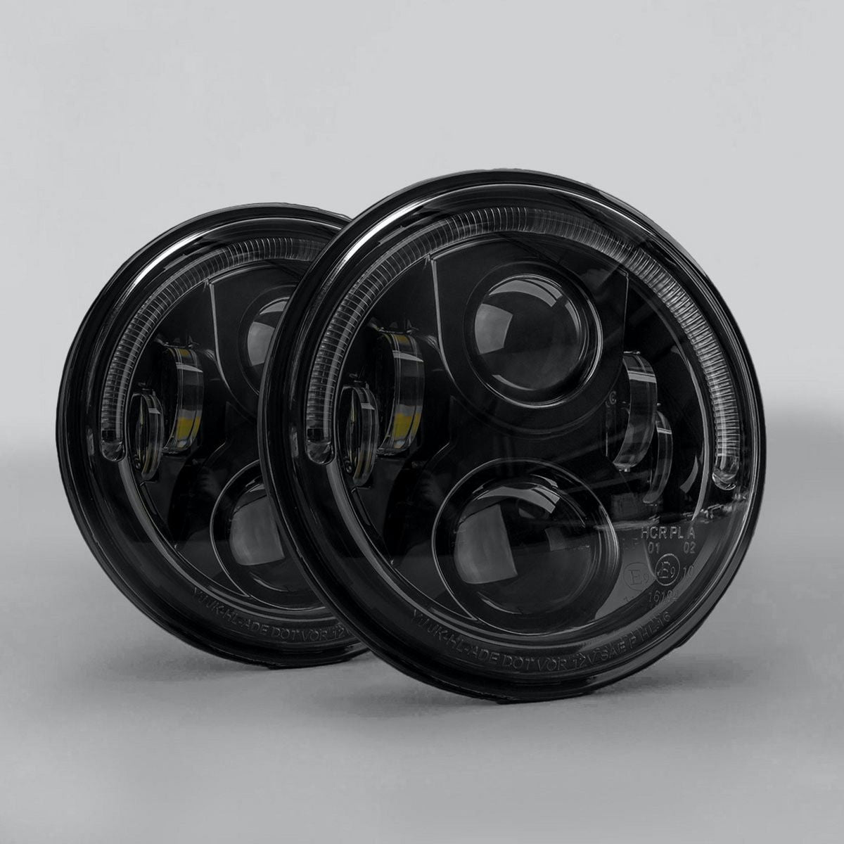 STEDI 7 Inch Carbon Black Led Headlight Pair Includes Landcruiser Canbus MOTOCARBON7PAIRLC