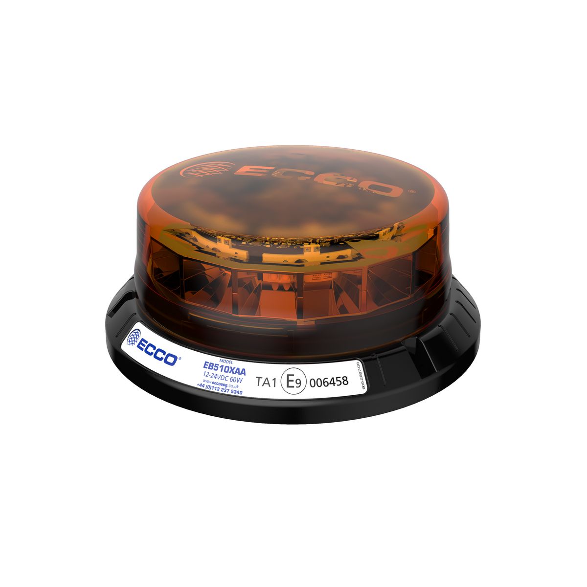 Ecco 12/24V Amber Beacon Amber Lens, Low Profile , 3 Bolt Mount EB5102AA