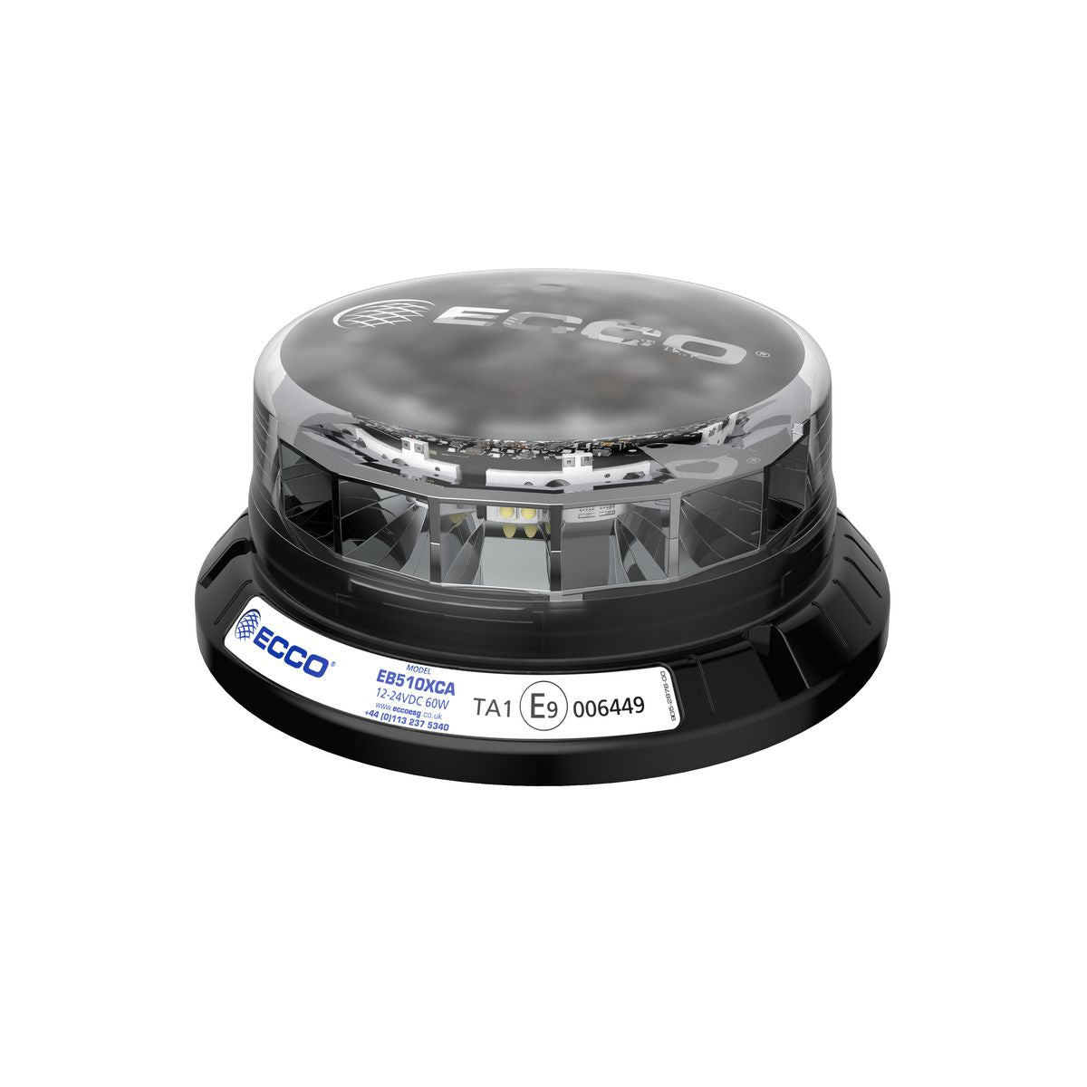 Ecco 12/24V Amber Beacon Clear Lens, Low Profile , 3 Bolt Mount EB5102CA