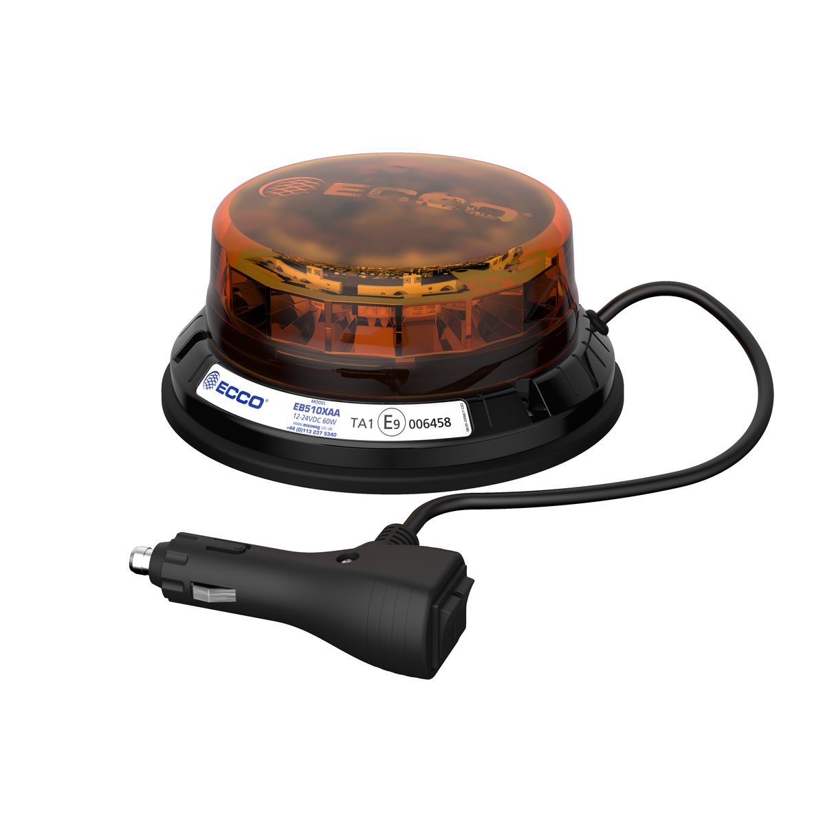 Ecco 12/24V Amber Beacon Amber Lens, Low Profile , Magnetic Mount EB5104AA