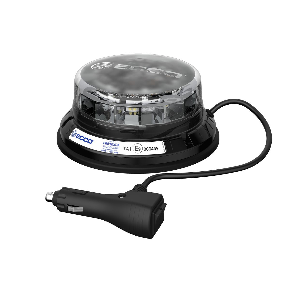 Ecco 12/24V Amber Beacon Clear Lens, Low Profile , Magnetic Mount EB5104CA