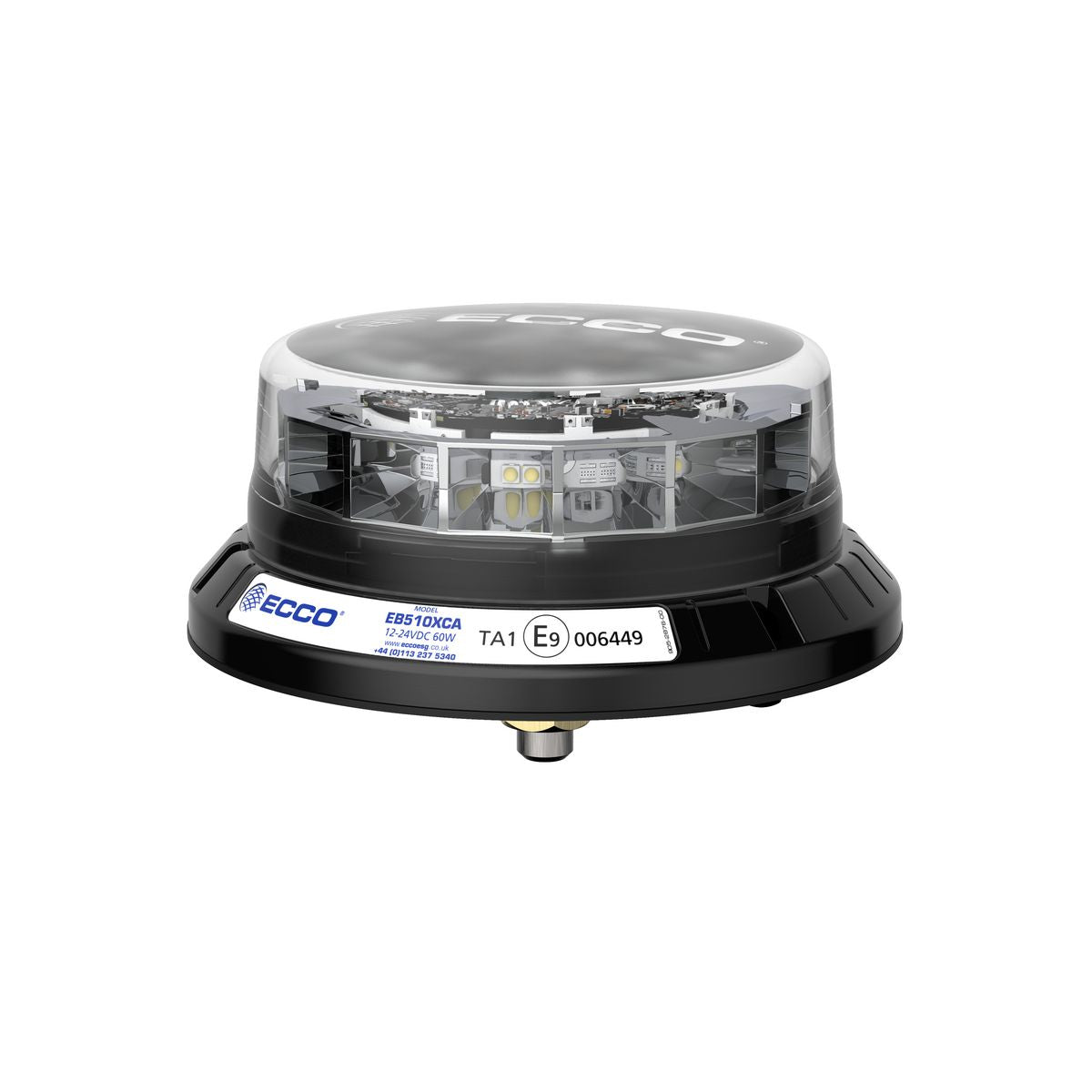 Ecco 12/24V Green Beacon Clear Lens, Low Profile , Fixed Mount Single Bolt EB5101CG