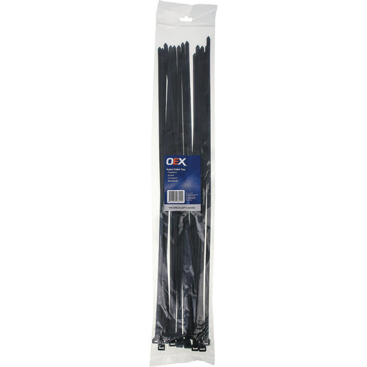 OEX Black Nylon Cable Ties - 7.6mm X 530mm - Pack Of 25 ACX1444-25