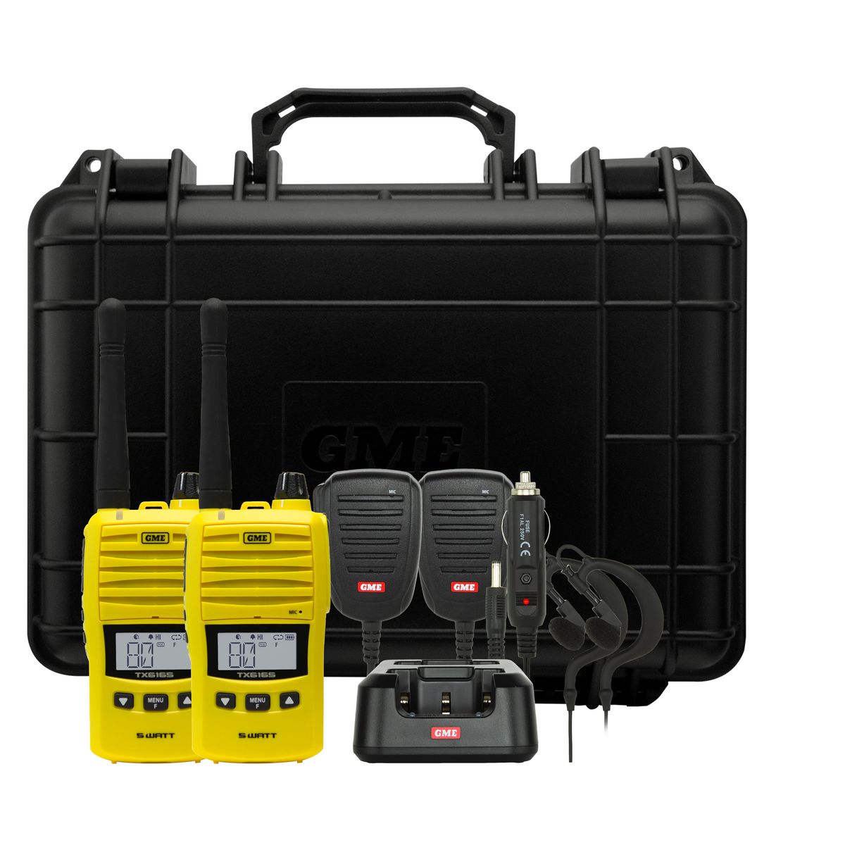 GME 5/1W UHF CB Handheld Radio incl. Accessories Twin Pack Yellow TX6160YTP