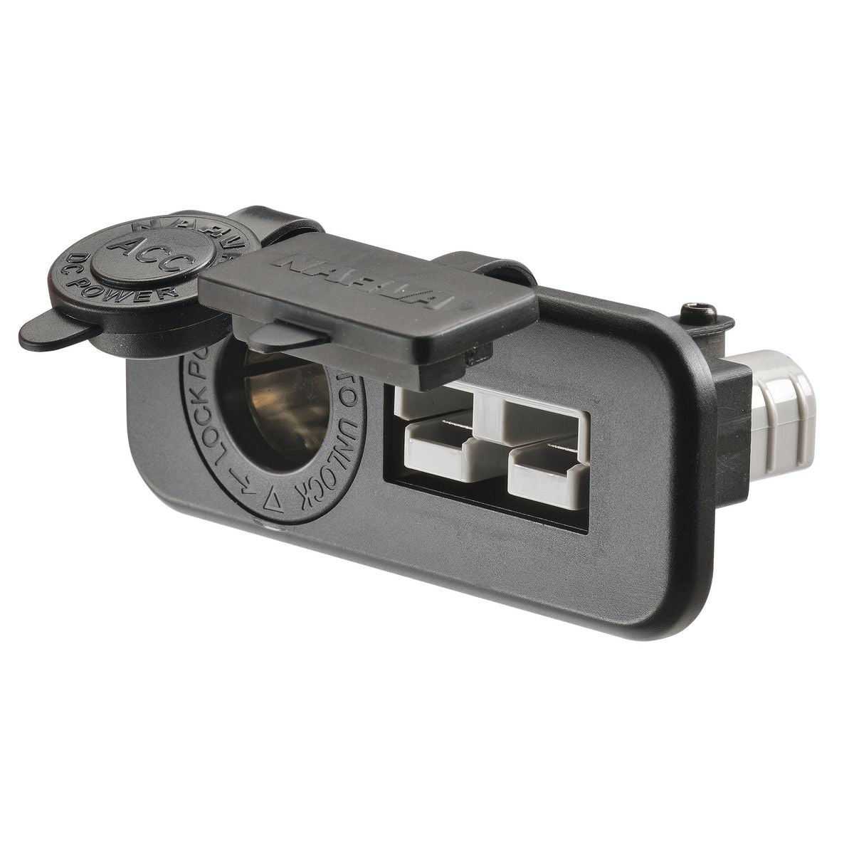 Narva Hdrv 50A Accessory Twin Socket, Flush Mount, With Covers 81143BL