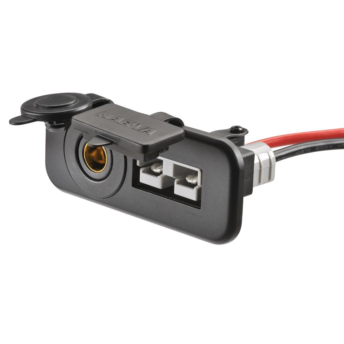 Narva Hdrv 50A Merit Twin Socket, Flush Mount With Covers 81147BL