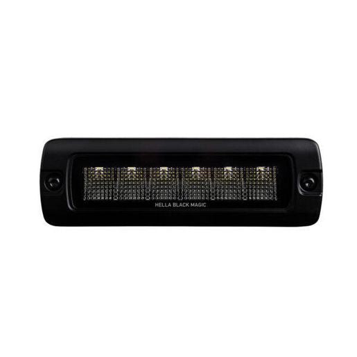 Hella Black Magic 6 LED 6.2 Inch Flush Mount Light Bar - Flood Beam 1FB358176221