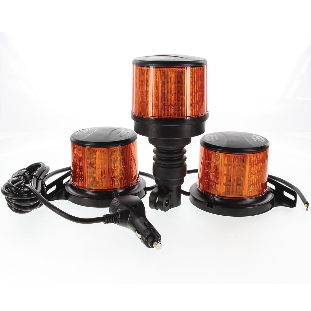 OEX Tall Amber LED Beacon 12V/24V Class 1 Fixed Mount With Base Plate ACX5723B