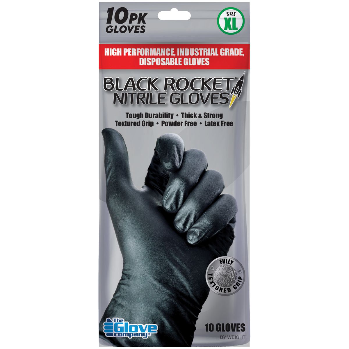 The Glove Company TGC Rocket Black Nitrile Gloves X Large 10 Pack 130104