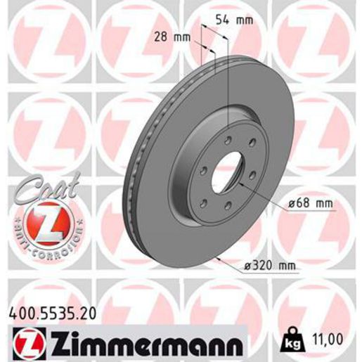 Zimmermann OE Coat Z Brake Rotor Single 320mm Front 400.5535.20