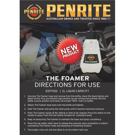 Penrite Foamer - Foaming Pressure Sprayer 2L EQTF002