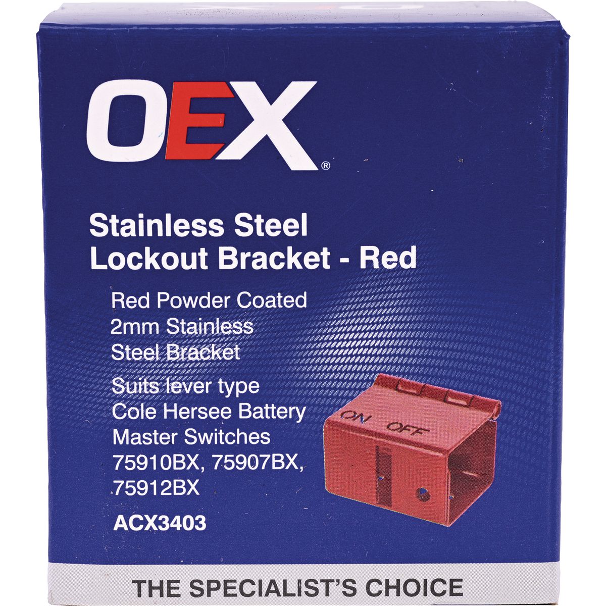 OEX Red Lockout Bracket - Suits Cole Hersee Battery Master Switches ACX3403
