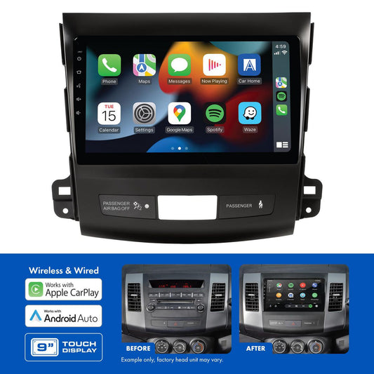 Aerpro 9In Multimedia Receiver To Suit Mitsubishi Outlander (2007-2012) & Peugeot 4007 (2009-2012) - Rockford Fosgate Amplified AMMB12
