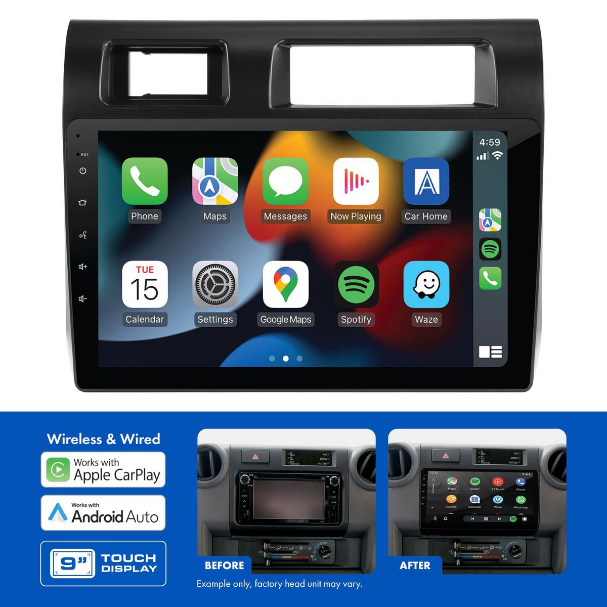 Aerpro 9In Multimedia Receiver To Suit Toyota Landcruiser 70 Series AMTO29