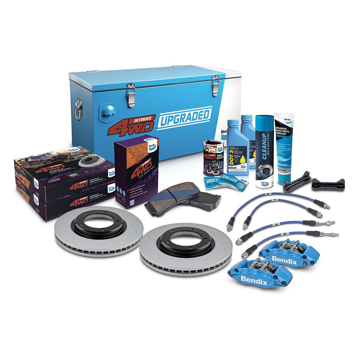 Bendix Ultimate 4x4 Brake Upgrade Kit Front (Suits 4" Lift) U4WD-BBUK216F+4