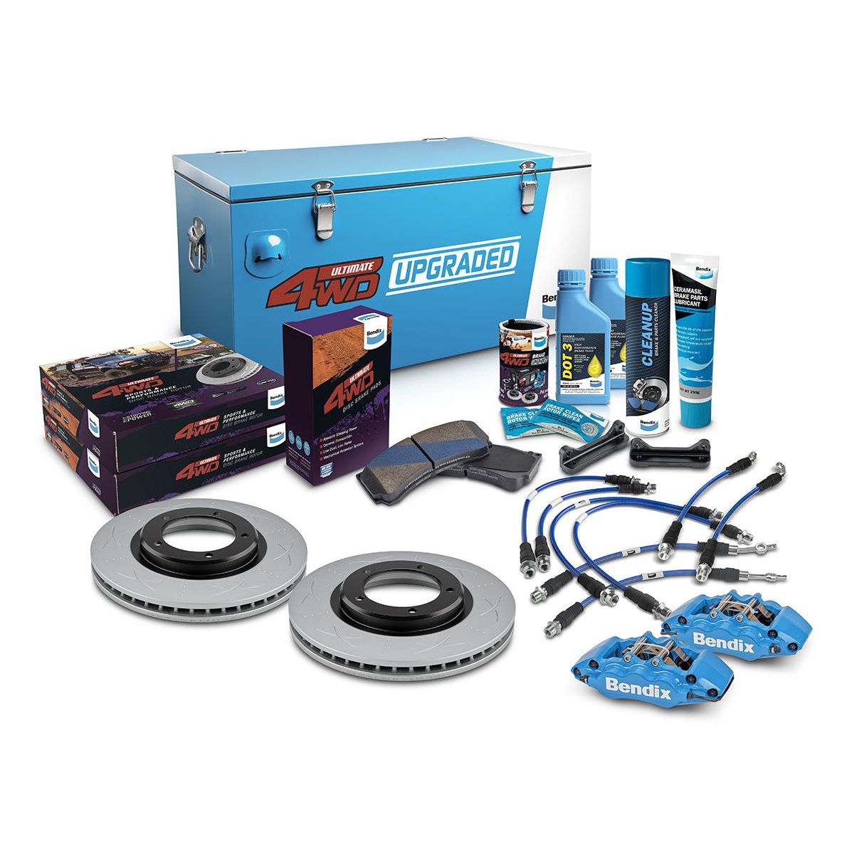 Bendix Ultimate 4x4 Brake Upgrade Kit Front (Suits 4" Lift) U4WD-BBUK245F+4