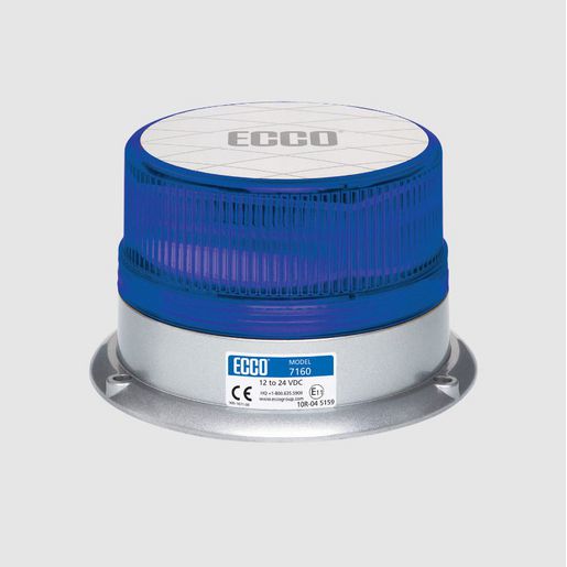 Ecco Led Beacon Blue, Permanent Mount, Low Profile, 3 Bolt, Amber, 12/24, Class 1, Cispr25 7160B