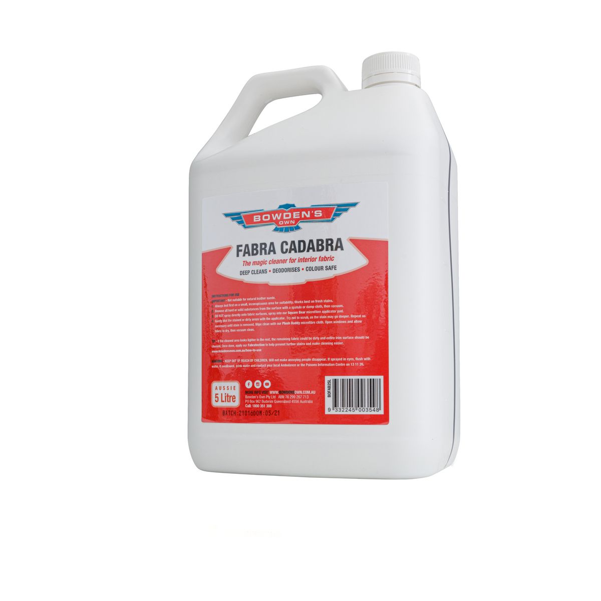 Bowden's Own Fabra Cadabra V2 Interior Fabric Cleaner 5L