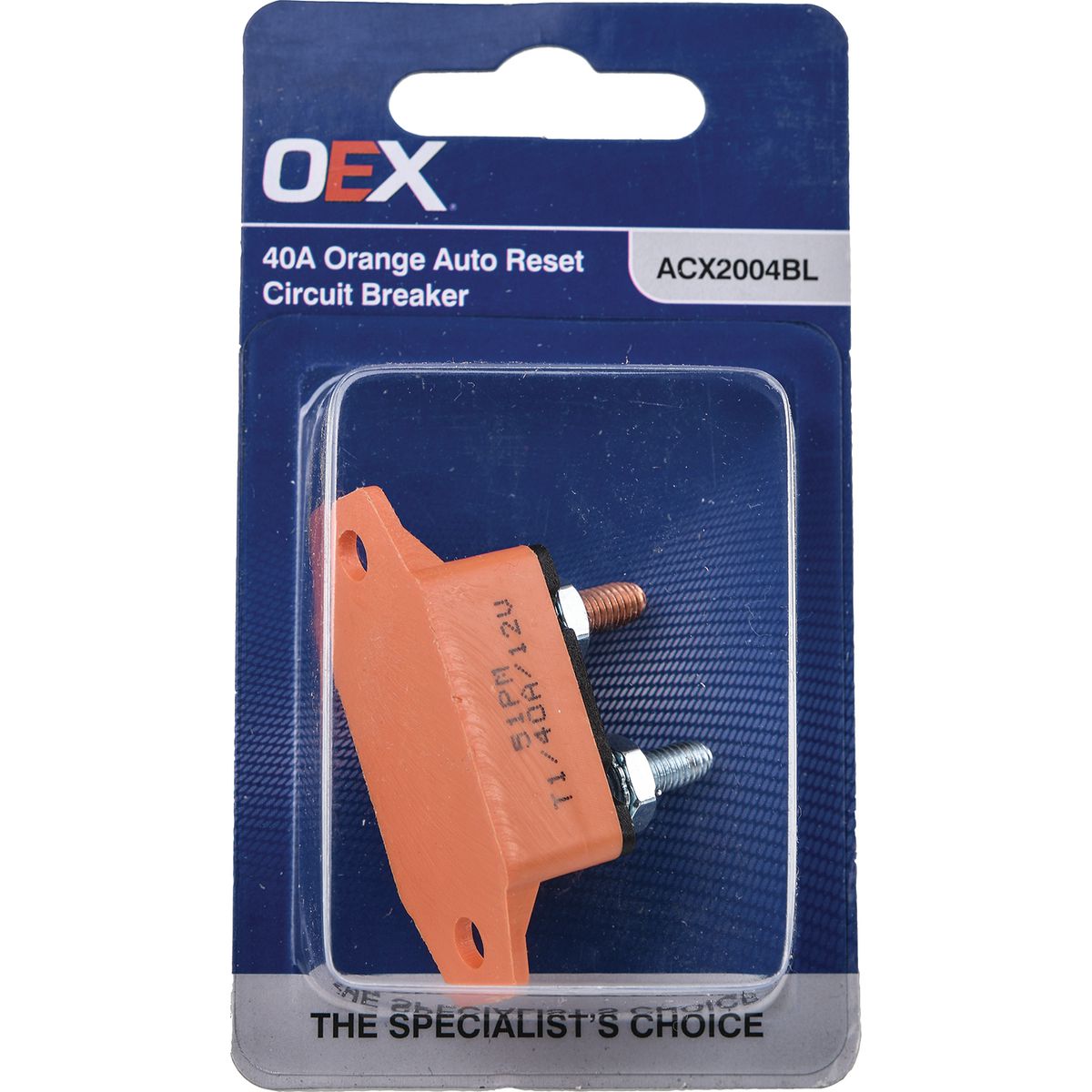 OEX 40A Orange Auto Reset Circuit Breaker - Single ACX2004BL