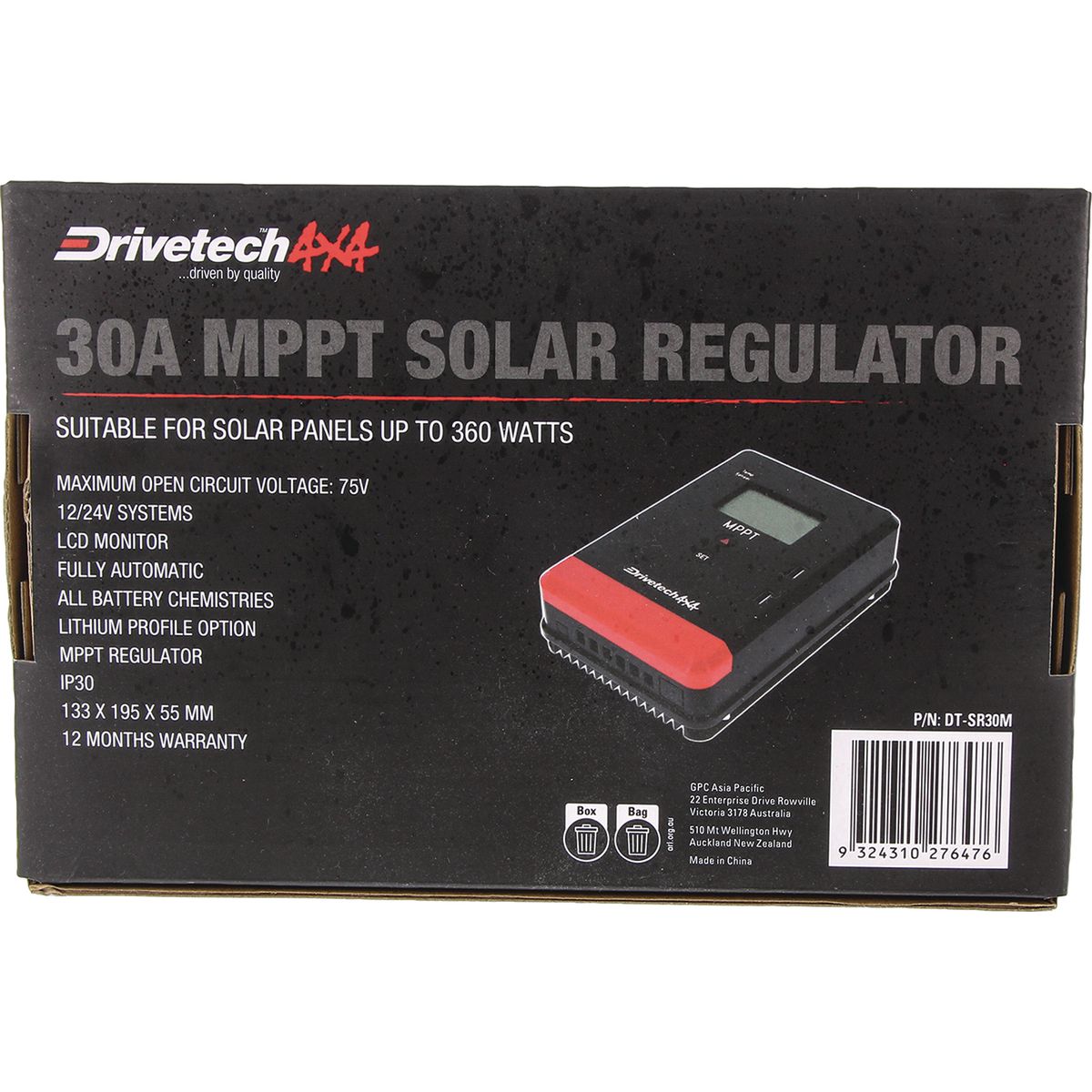 Drivetech 4X4 30A Mppt Solar Regulator & Monitor DT-SR30M