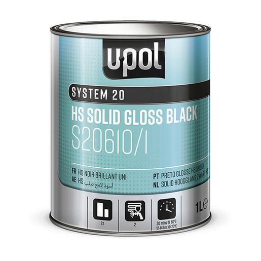 U-Pol 2K Solid Gloss Black 1L S20610/1