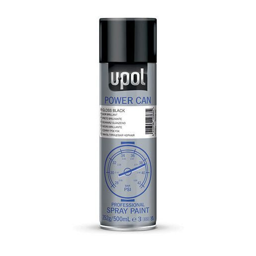 U-Pol Aerosol Power Can Professional Spray Paint Aerosol Gloss Black PCGB/AL